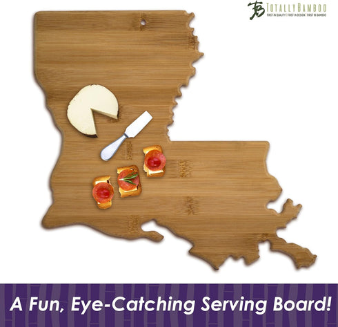 Totally Bamboo Louisiana State Shaped Bamboo Serving and Cutting Board