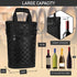 OPUX Insulated 2 Bottle Wine Carrier Tote, Leakproof Wine Cooler Bag for BYOB Picnic, Portable Wine Case, Checker Black