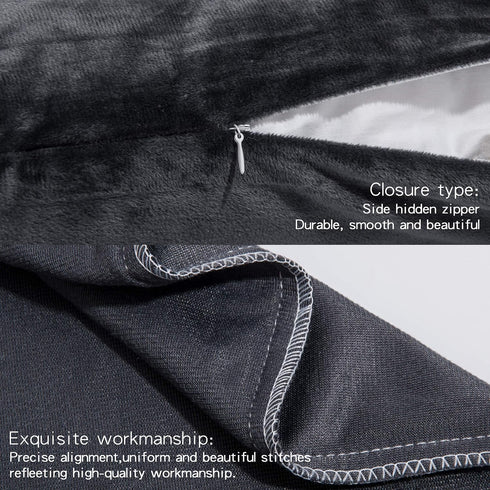 NTBAY 2 Pack Zippered Velvet Pillowcases, Super Soft Cozy Luxury Flannel, 20x30 Inches, Charcoal Grey