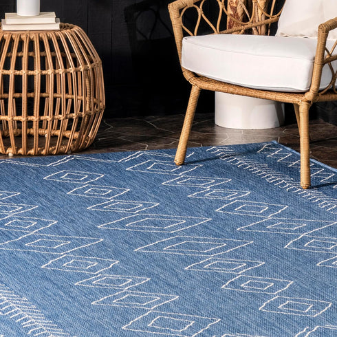 nuLOOM Serna Moroccan Accent Rug, Indoor/Outdoor, Rectangular, Blue, 2' x 3', 0.1" Thick