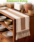 36 Inches, 12 36 Inch, Pureegg Farmhouse Boho Table Runner - Linen-Textured Woven Tassel Design for Dining Table Decor