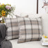 YOUR SMILE Set of 2 Retro Farmhouse Buffalo Tartan Chequer Stripe Plaid Cotton Linen Throw Pillow Case (Brown,
