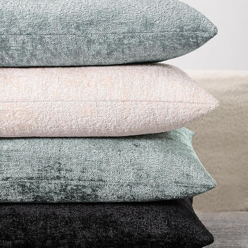 Set 2, Cozy 20x20 Inch, Chenille Throw Pillow Covers of Decorative Textured Solid Accent Pillow Cases, Soft Neutral