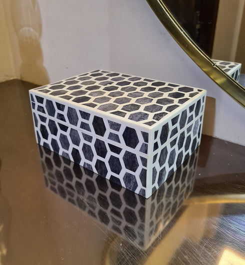 collectiblesBuy Victorian Stone Containers - Handcrafted Jewelry Keepsake Storage Box, Bone Inlay Home Decor