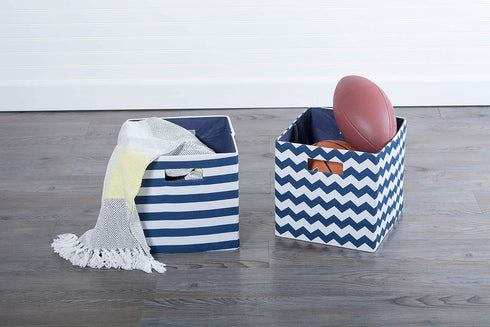 11x11x11, DII Polyester Cube Storage Collection Hard Sided Collapsible, Nautical Blue