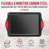 Nonstick Cookie Sheet Pan Carbon Steel Oven Tray Sheet Pan with Red Silicone Handles -Small Bakeware Pan Tray with Gray Coating Inside & Outside