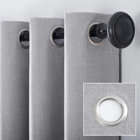 Sun Zero Columbia 2-Pack Thermal Energy Saving Blackout Curtain Panels, 100% Blackout, 50" x 63", Silver