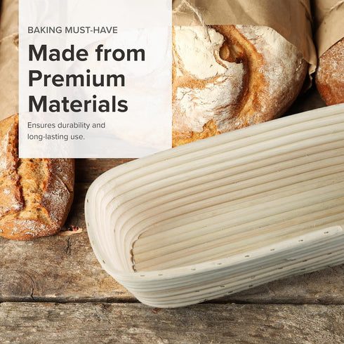 Frieling Proofing Basket, Brotform Bread Rising Banneton, Rectangle, 12-Inch by 5.5-Inch, Serving Basket