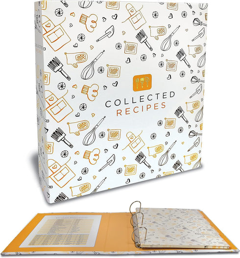 Better Kitchen Products Recipe Binder Set - Full Page 3 Ring Organizer with 50 Protectors & 12 Dividers