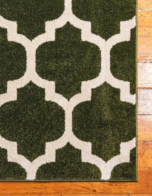 Unique Loom Trellis Collection Area Rug - Philadelphia (2' x 6' 1" Runner, Dark Green/Beige)