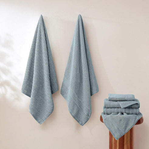 6-Piece 100% Set 2 2 2 Modern Threads Otis Cotton Towel Zero Twist Jacquard Chevron Includes Bath Towels, Hand Towels