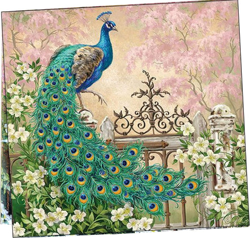 20-ct 13x13 Peacock Napkins for Valentine's, Dinner, Wedding, Shower, Birthday Party - Decorative Paper Design