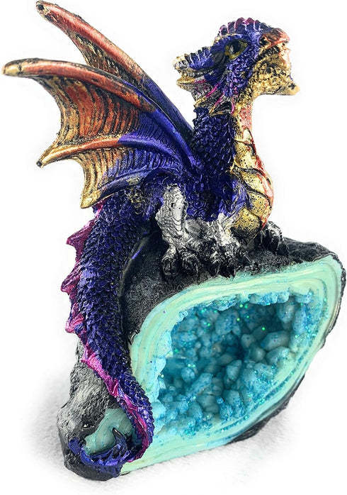 Ain’t It Nice Dragon Statue - Sparkling Medieval Collectible Fantasy Figurine Décor, Blue 3(L) X 1.5(W) X 4(H) inches