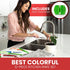 EatNeat 12 Piece Knife and Cutting Board Set, Colorful Non-Stick Stainless Steel Chef Knives with Sheaths & Sharpener