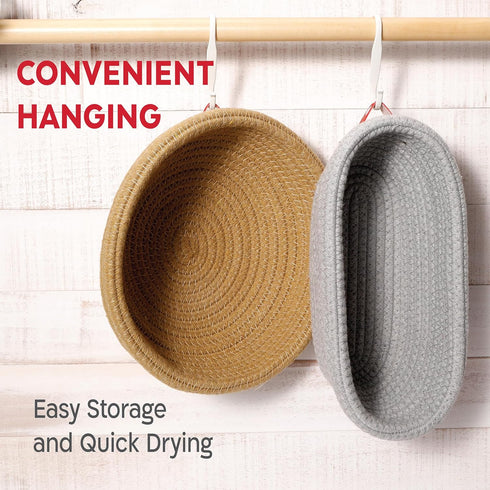 Set, KneadAce Cotton Rope Banneton Bread Proofing Basket Oval & Round Bread Baskets with Liners & Covers for Artisan