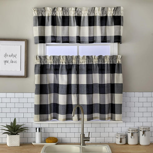 SKL Home Grandin Curtain Valance, Black/Natural, 58" x 13"