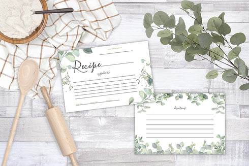 Your Main Event Prints 50 Eucalyptus Double-Sided Recipe Cards – Perfect for Weddings, Bridal Showers, Rehearsal Dinners, Engagement Parties, Baby Showers, and Special Occasions by Your Main Event Prints