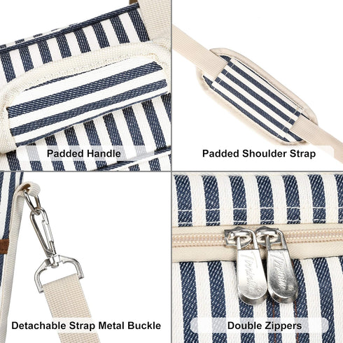 Tirrinia Insulated 3 Bottle Wine Gift Carrier - Padded Travel Cooler Tote Bag with Handle & Adjustable Strap, Stripe