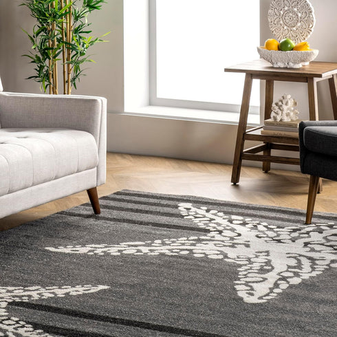 nuLOOM 2x3 Grey Coastal Minnie Starfish Accent Rug