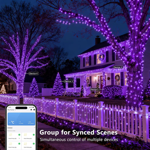 300 98FT Dimmable Brizled Smart Halloween Lights, LED Orange & Purple Color Changing String Lights APP & Voice Control