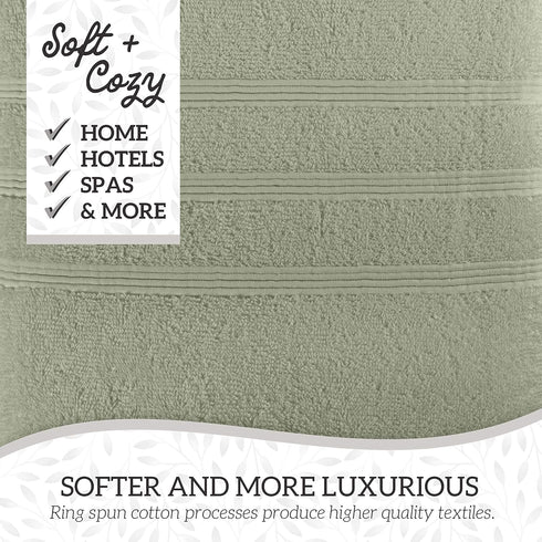 8 Set 100% GREEN LIFESTYLE Luxury Piece Cotton Towel - Soft Absorbent Bath Towels, Hand Towels & Washcloths