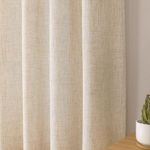 Tollpiz Linen Tier Curtain Rod Pocket, Semi Sheer Half Kitchen Curtains, Light Filtering Thick Drape, 30 x 36 inches,