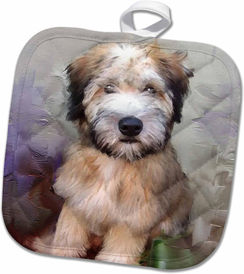 3D Rose Soft Coated Wheaten Terrier Pot Holder, 8" x 8"