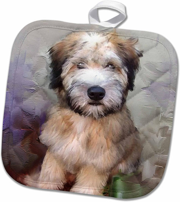 3D Rose Soft Coated Wheaten Terrier Pot Holder, 8" x 8"