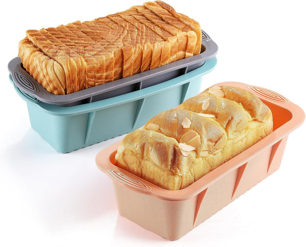 3PCS Silicone Bread Loaf Pan, Non-Stick Easy Release Pans for Baking, Great for Homemade Bread, Cakes, Brownies.