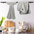 8Pcs R HORSE Hanging Hand Towel with Loop, Grey Absorbent Coral Fleece Bathroom Hand Towel, Soft Thick Dish Cloth