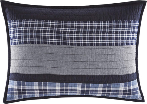 Nautica Sham, Cotton Quilted Bedding Set with Envelope Closure, Pre-Washed Softness (Adelson Blue, 20" x 26")