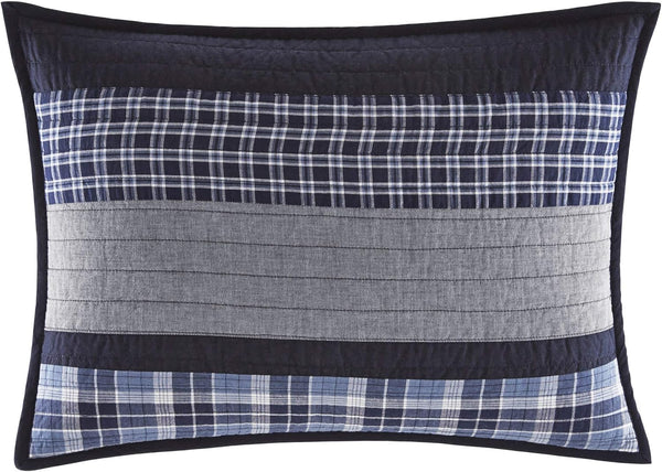 Nautica Sham, Cotton Quilted Bedding Set with Envelope Closure, Pre-Washed Softness (Adelson Blue, 20" x 26")