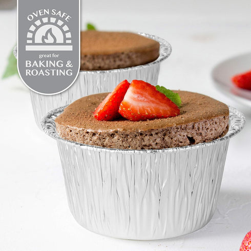 Plasticpro 4.5'' Round Tin Foil Pans, Disposable Aluminum, Freezer & Oven Safe, Pack of 50
