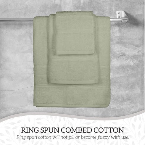 8 Set 100% GREEN LIFESTYLE Luxury Piece Cotton Towel - Soft Absorbent Bath Towels, Hand Towels & Washcloths