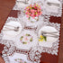 Dresser Scarf Handmade Crochet Cotton Lace Table Runner, Ribbon Embroidery (17 x 56 inches)