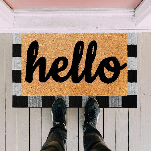 Buffalo Plaid Outdoor Rug 2x3, Black and White Checkered Cotton Woven Rug for Indoor Outdoor Entryway
