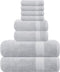GLAMBURG Ultra Soft 8 Piece Towel Set - 100% Pure Ring Spun