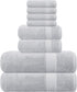 GLAMBURG Ultra Soft 8 Piece Towel Set - 100% Pure Ring Spun