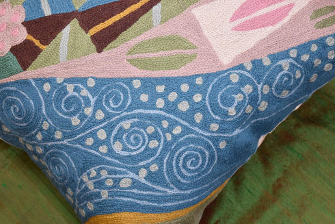 Klimt Blue Modern Pillow Cover, 18x18 Inch Seed Art Nouveau Pillowcase for Farmhouse Chair Cushion