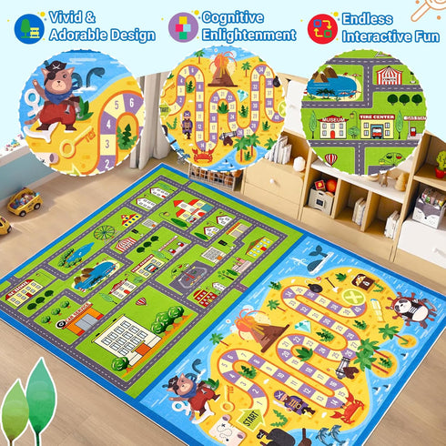 4x6 GarveeHome Washable Kids Rug ft Kids Carpet Play Mat City Car Play Rug with Pirate Theme, Stain-Resistant Non-Slip