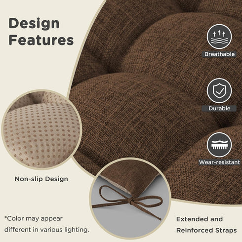 Set 2 AddGrace Non-Slip Rocking Chair Cushion Extra Large Linen Thick Chair Pads Durable High Back Seat Cushions