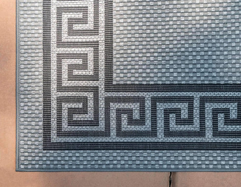 Unique Loom Outdoor Border Collection Area Rug - Greek Key, Gray/Black (2' 2" x 3' 1" Rectangle)