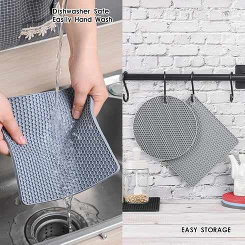 Silicone Trivets for Hot Dishes, Set of 4 Heat Resistant Mats for Kitchen, Trivet Mat for Quartz Countertops