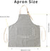Tosewever 2 Pieces Kitchen Cooking Aprons, Waterproof Linen Adjustable Bib Aprons with 2 Pockets for Women Men Chef