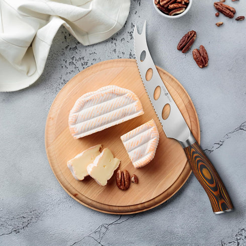 TUO Cheese Knife, Tomato Knife 5.5" - Serrated Blade, High Carbon German Steel, Multi-Use Non Stick Design, Pakkawood