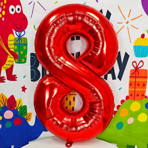40 Inch Red Big Number 8 Birthday Party Decoration Foil Balloons for Anniversary, Wedding, Girls and Boys