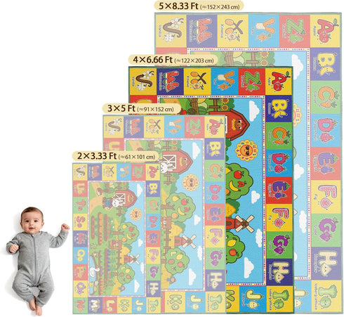 4x7 48"x80" Upgrade Ultra Non Slip ABC Rugs for Kids Playroom, Washable Alphabet Floor Mat for Toddlers, Educational