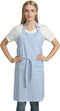 Vintage Gingham Chef Bib Canvas Kitchen Aprons, Large Size, 100% Pure Cotton, Adjustable Neck Strap, Pockets (Blue)