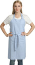 Vintage Gingham Chef Bib Canvas Kitchen Aprons, Large Size, 100% Pure Cotton, Adjustable Neck Strap, Pockets (Blue)