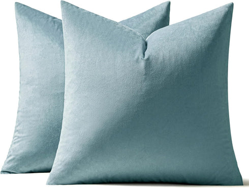 MIULEE Pack of 2 Velvet Soft Solid Decorative Square Throw Pillow Covers, 18x18 Inch Cushion Cases for Sofa